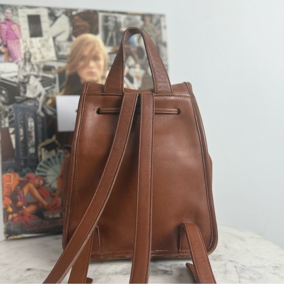 Vintage Coach British Tan Leather Backpack 9960 Purse Bag Daypack - Picture 12 of 13